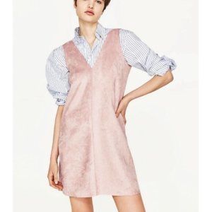 Zara Faux Suede Shift V-neck Deep Double V dress